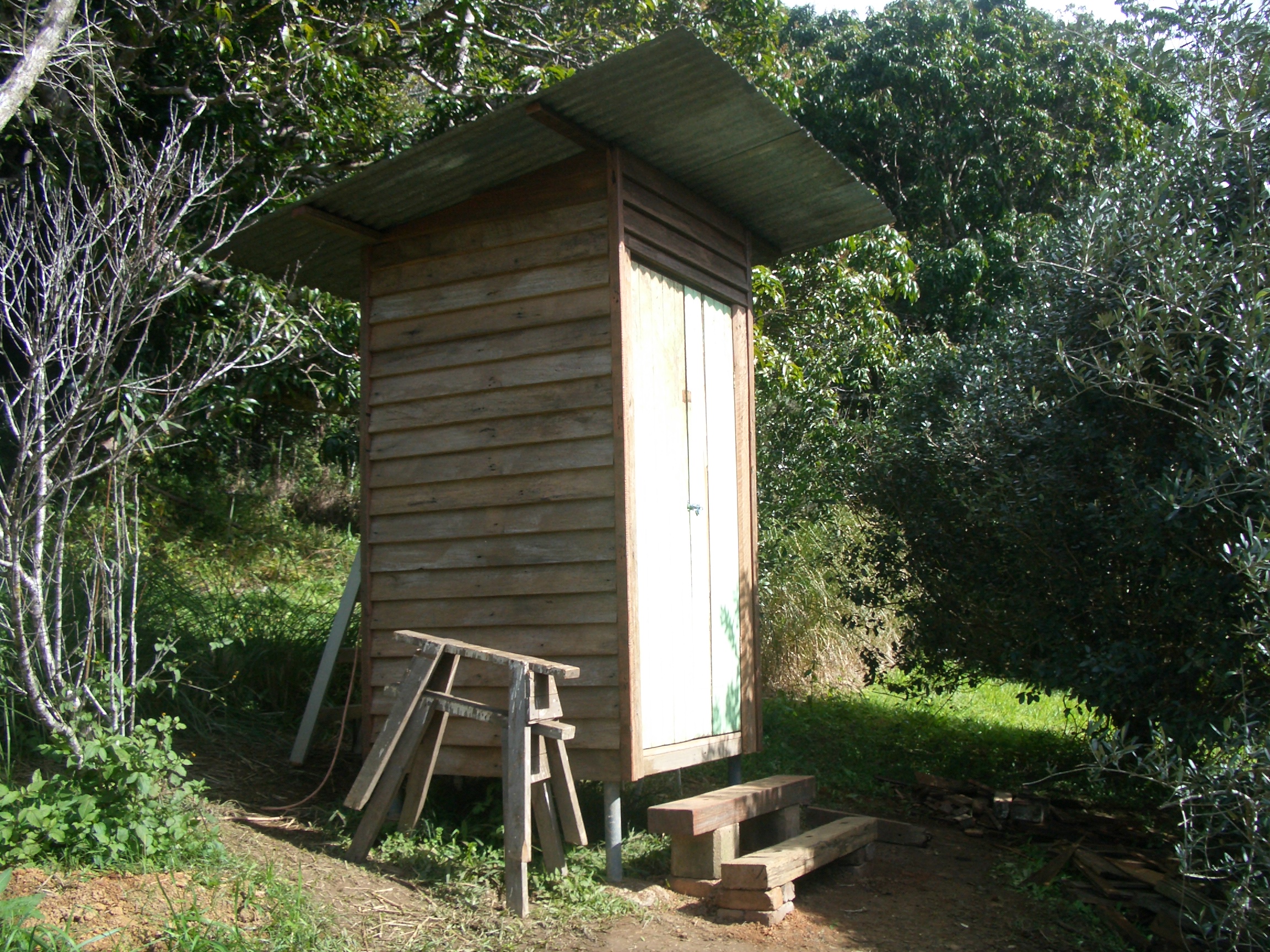 The new outhouse at the Permaculture Research Institute Maungaraeeda, Sunshine Coast