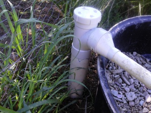 Grey water inlet pipe with access
